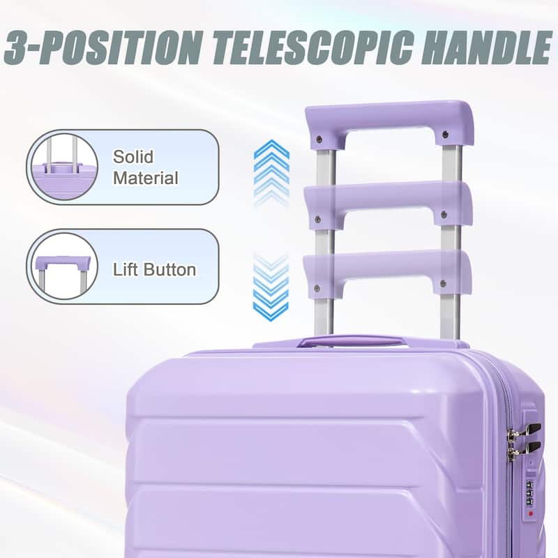 2 Piece Carry On Luggage Set, ABS Hardside Suitcase with Cosmetic Case