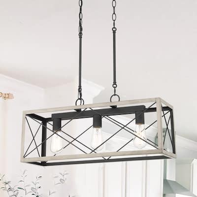 Acroma 3 - Light Linear Modern Farmhouse Rectangle Chandelier