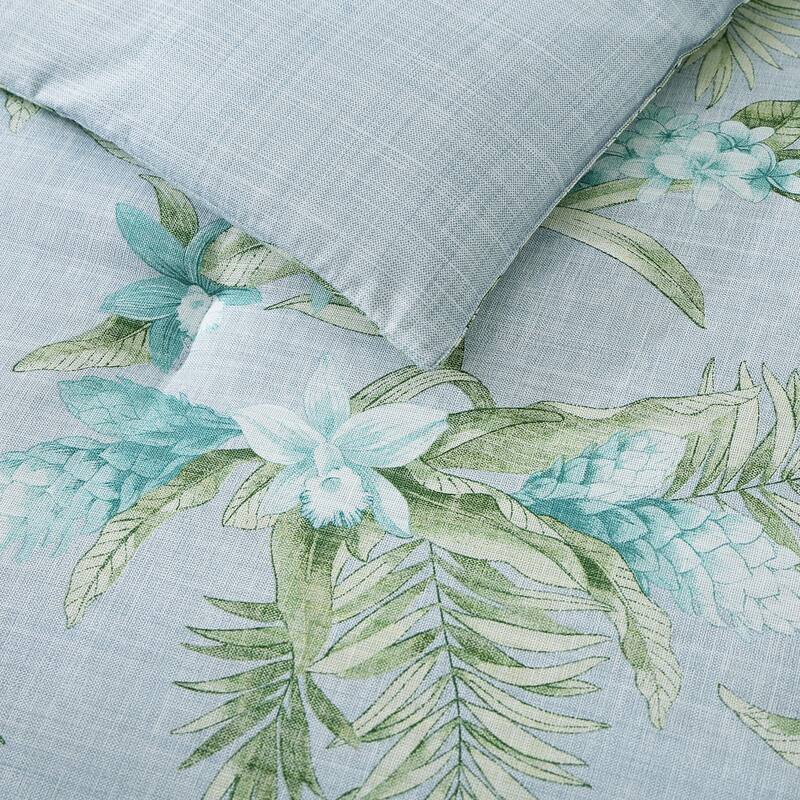 Tommy Bahama Floral Enchantment Cotton Reversible Blue Duvet Cover Set