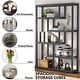 preview thumbnail 8 of 18, 6-Tier Etagere Bookcase, Modern Industrial Staggered Bookshelf