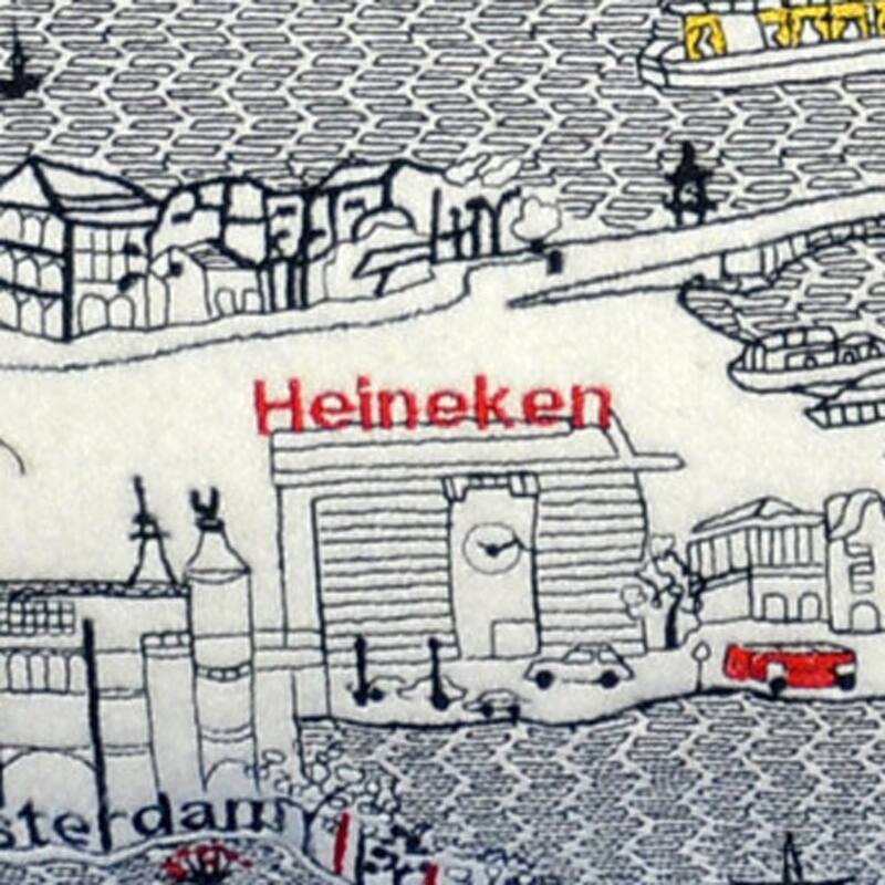 HomeRoots 35" White Amsterdam Daylight Skyline Lumbar Decorative Pillow