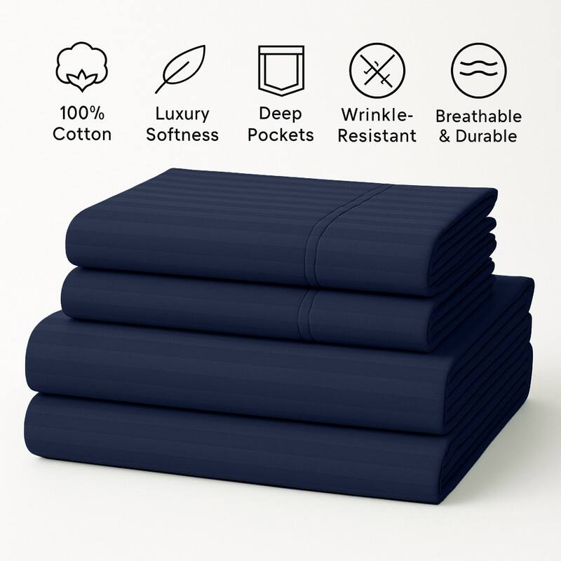 Premium Breathable Cotton Deep Pocket Sheet Set Hotel-Quality Comfort