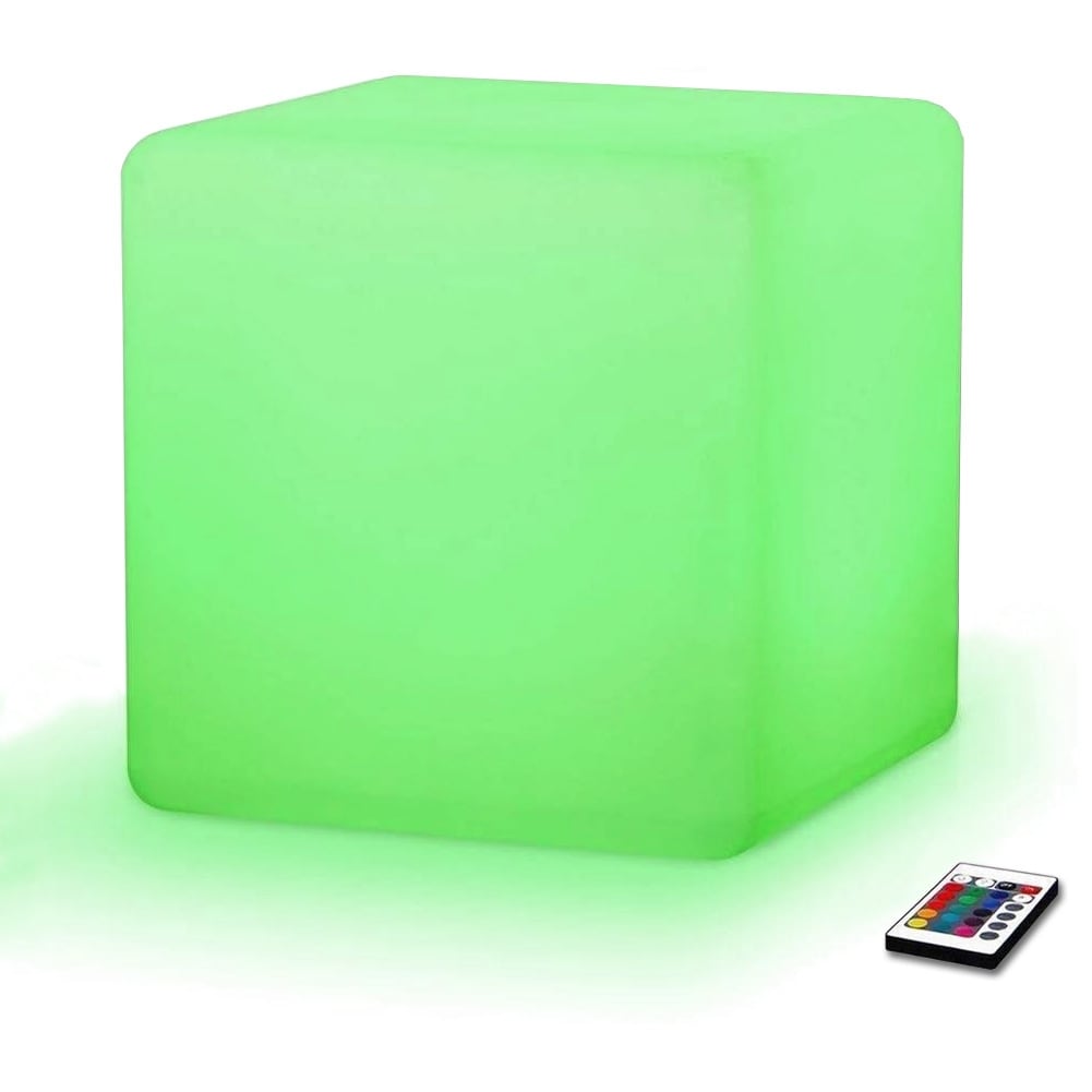 Modern Home LED Glowing Cube Box Stool w/Infrared Control - Color Light Indoor/Outdoor Weatherproof Stool - 32828454