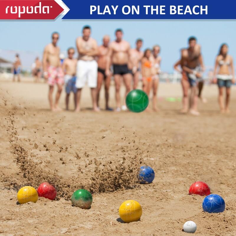 ROPODA 90mm Bocce Ball Set with 8 Balls, Pallino, Case and Measuring Rope