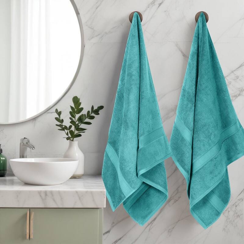 Superior Egyptian Cotton Pile Heavyweight Bath Towel Set of 2 - Turquoise