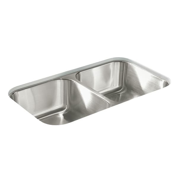 slide 1 of 1, Sterling McAllister 32-in. Double Bowl Undermount 20 Gauge Stainless Steel Kitchen Sink