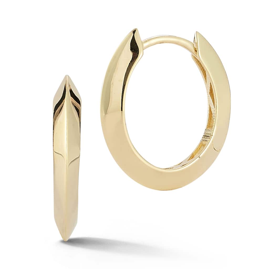 Soleil 14K Gold Knife Edge Oval Hoop Earrings