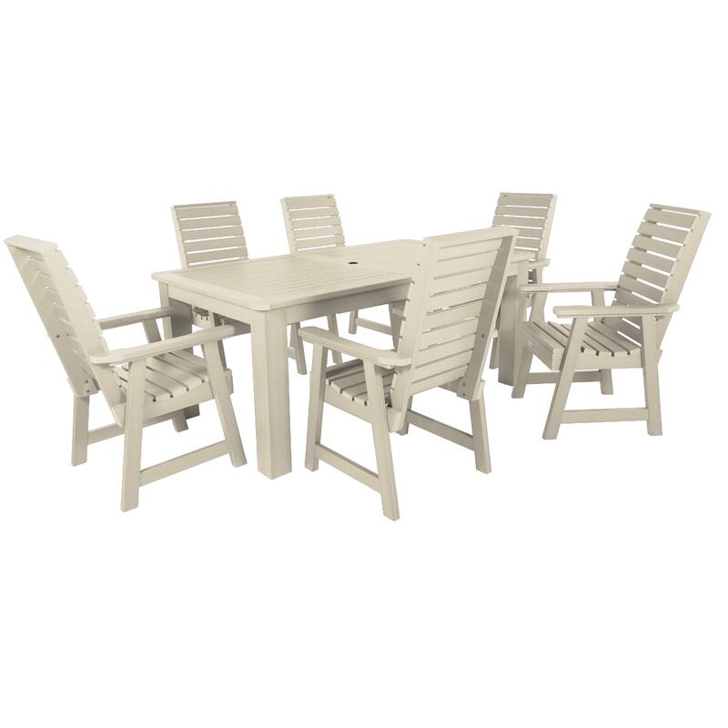 Weatherly 7-piece Outdoor Dining Set - 42" x 72" Table, Dining-height - Whitewash