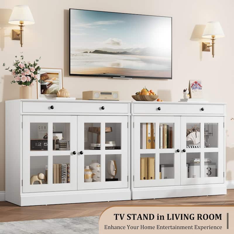 35.4" Sideboard Buffet Cabinets with Glass Door