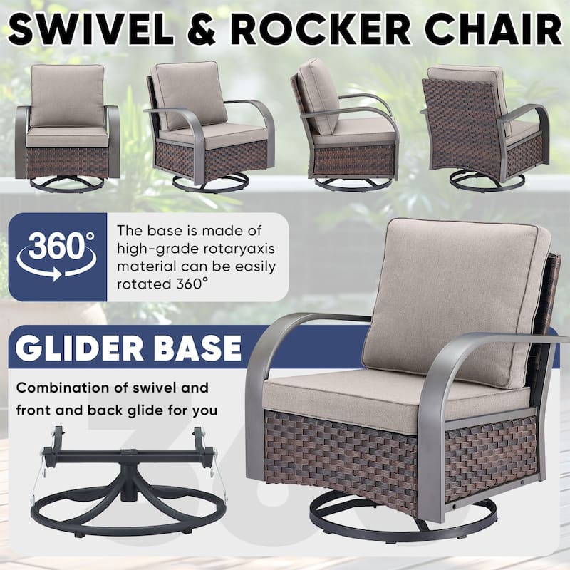 2 Pieces Outdoor Swivel Glider Chairs Set