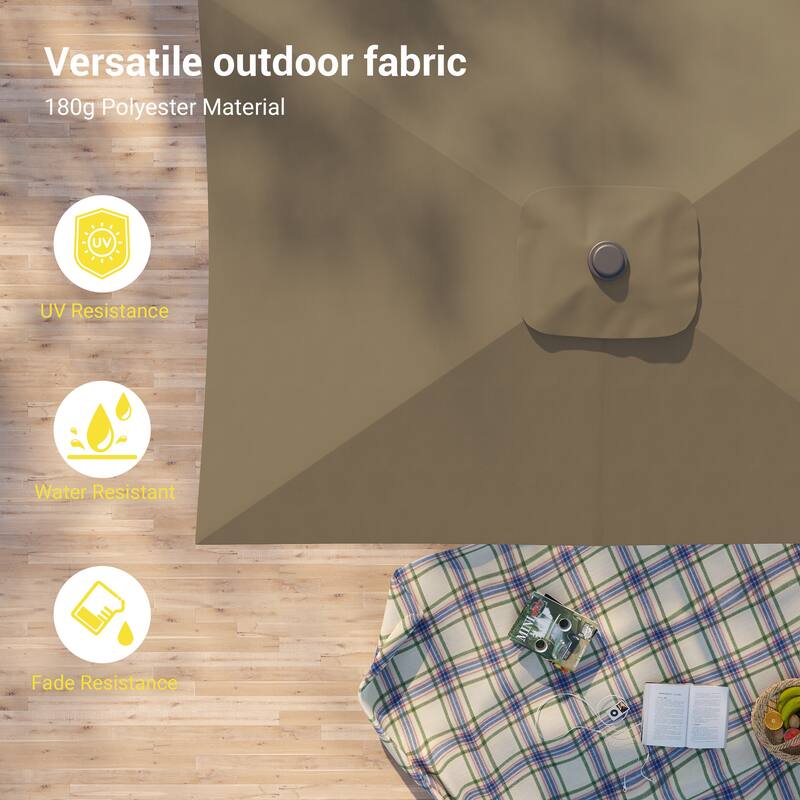 BONOSUKI 6x9FT Patio Market Umbrellas Table Umbrella with Tilt Button