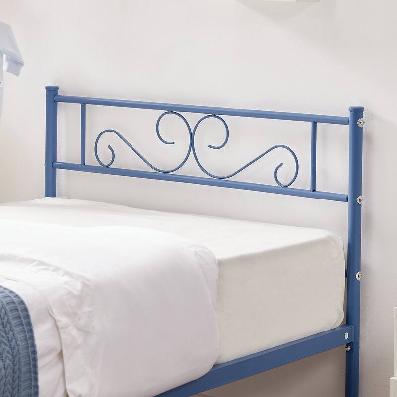 VECELO Kids Bed Frame Set of 2, Metal Bed Frame with Headboard, Twin Size Platform Bed