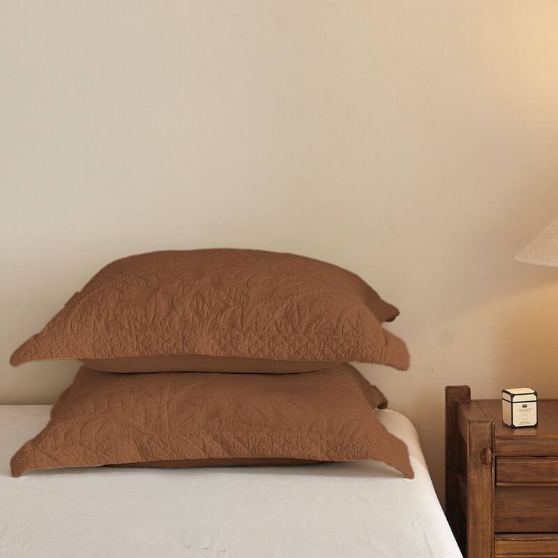 2 Pcs Cotton Embroidered Quilted Euro Shams 26"x26"