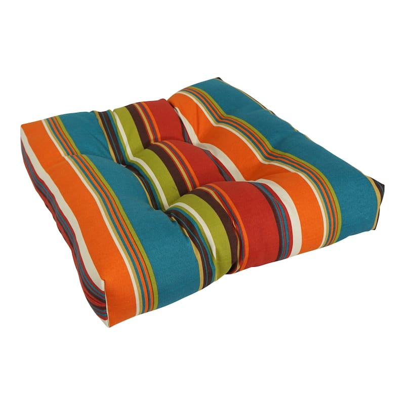 19-inch Square Tufted Indoor/Outdoor Chair Cushion - 19" x 19" - Westport Teal