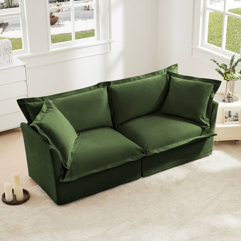 83" Chenille Loveseat Sofa with High Back Pillows