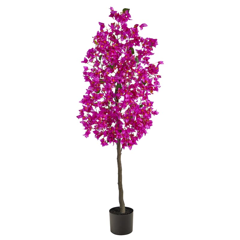 5' Purple Bougainvillea Artificial Potted Tree with Black Pot