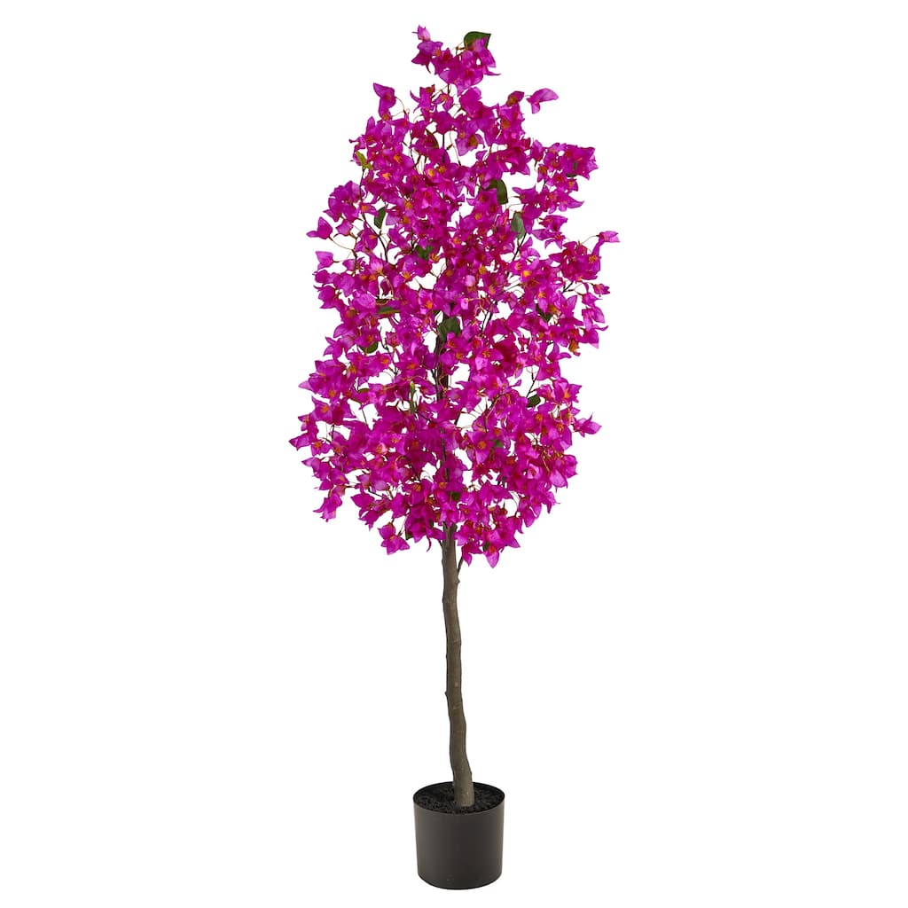 5' Purple Bougainvillea Artificial Potted Tree with Black Pot
