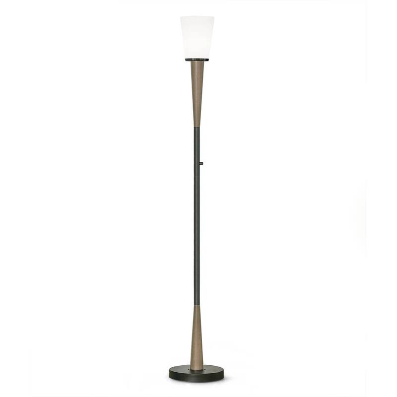 HOMEGLAM Century 72" Wood Torchiere Floor Lamp, Dimmer with LED Bulb