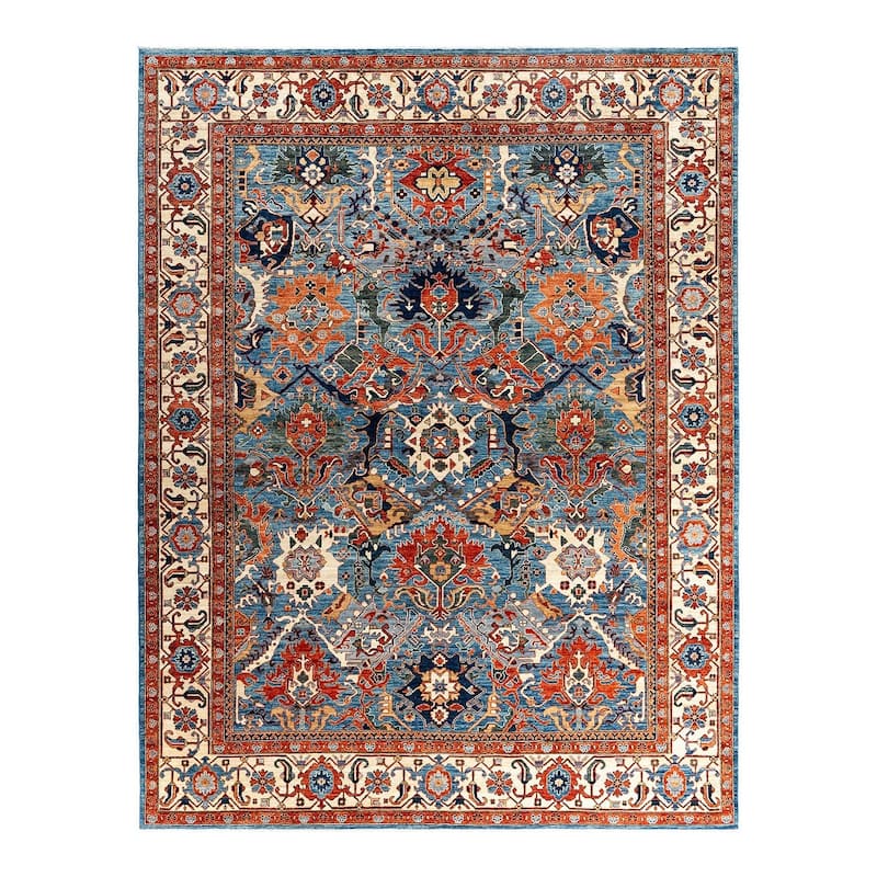 Serapi One-of-a-Kind Hand-Knotted Area Rug - Light Blue, 9' 1" x 11' 8" - 9' 1" x 11' 8"