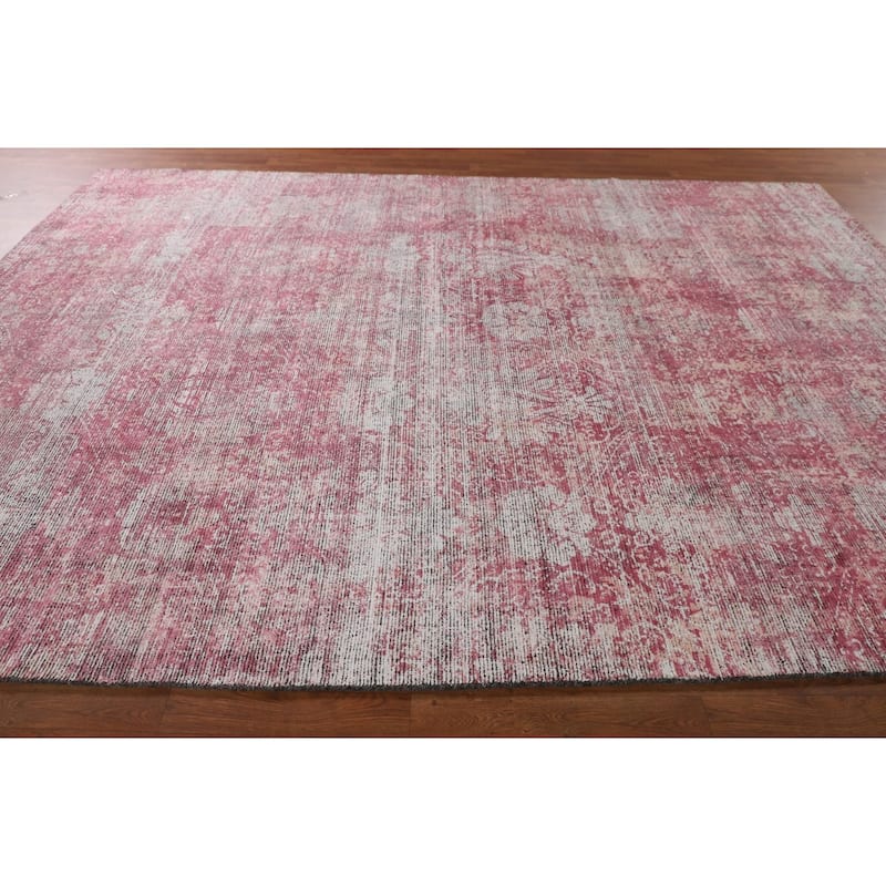 Pink Abstract Modern Area Rug Hand-Knotted Wool Carpet - 8'1"x 11'5"