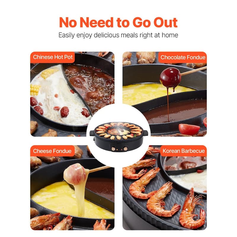 2.5L Electric Hot Pot Grill Combo with Non-Stick Surface and Dual Temp Control Ideal for Hot Pot and BBQ - 16.34” x 6.3”