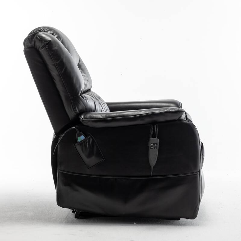 Beige Oversized Electric Recliner featuring OKIN Motor, 180° Lay Flat Lift, Extra-Wide Seat, and Storage Pockets