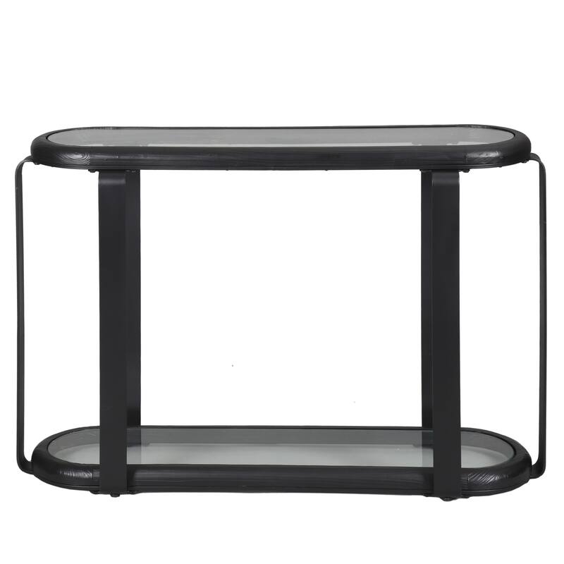 SAFAVIEH Couture Tyrese Metal Console Table - 46"W x 14"D x 32"H - Black/Clear