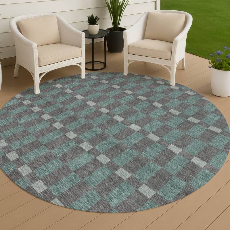 Machine Washable Indoor/ Outdoor Modern Augusta Chantille Rug - Charcoal - 8' x 8'