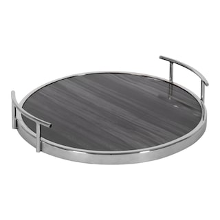 Kate and Laurel Marbury Round Metal Tray