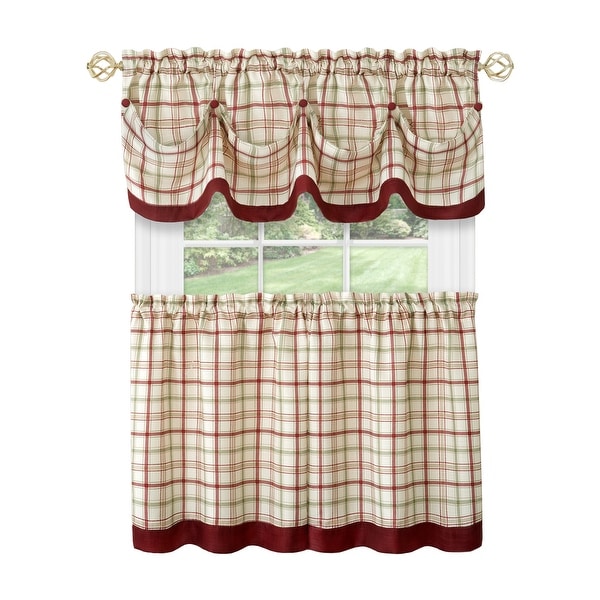 Tattersall Window Curtain Tier Pair and Valance Set. Opens flyout.
