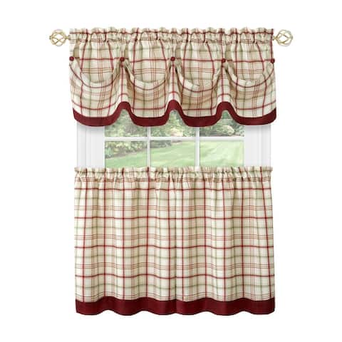 Tattersall Window Curtain Tier Pair and Valance Set