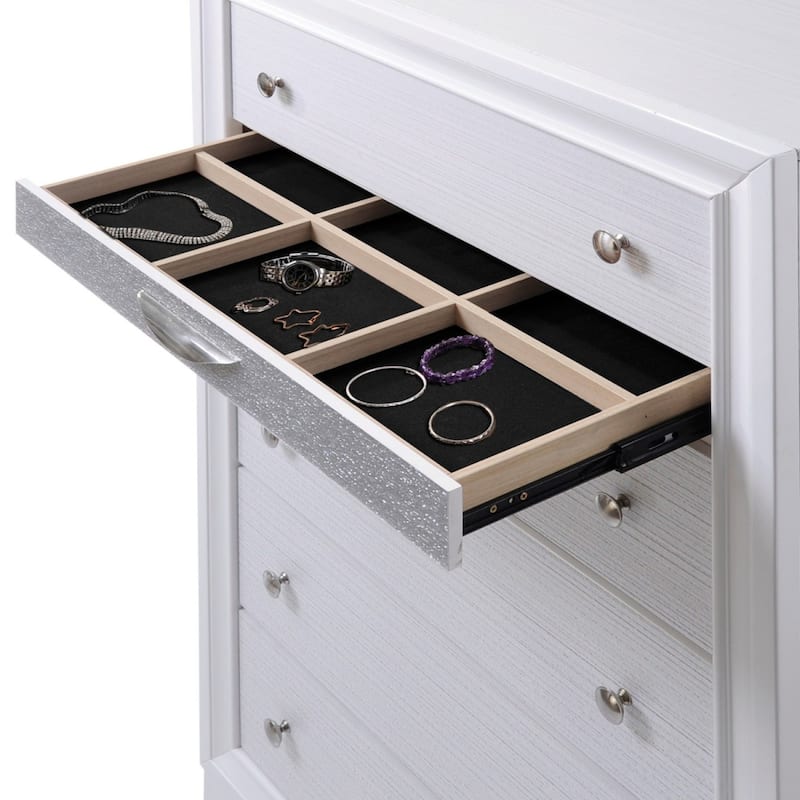 6 Drawers Chest, Wood White Storage Closet with Jewelry Drawer