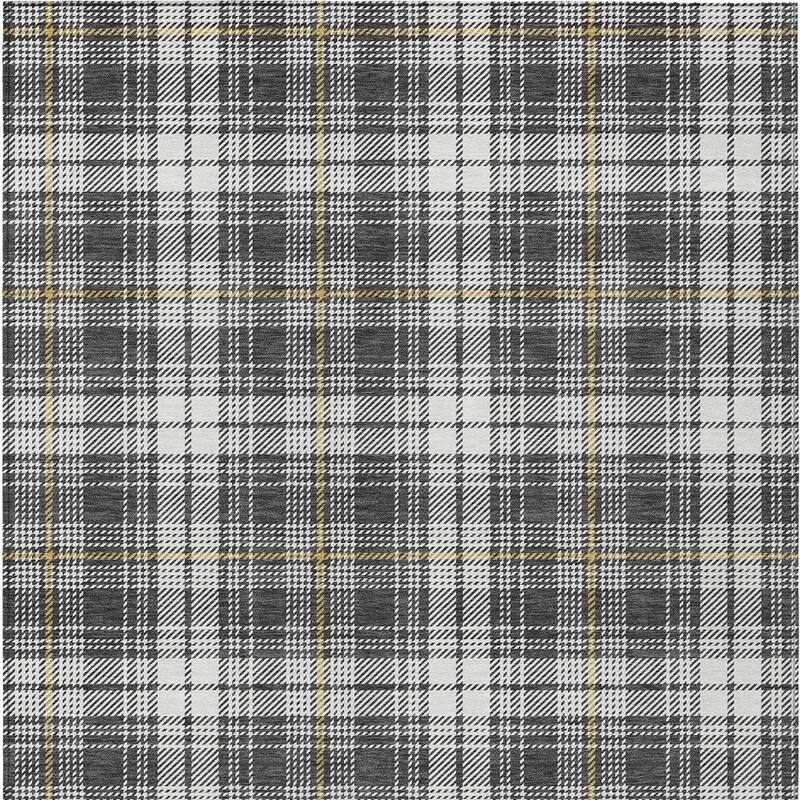 HomeRoots Plaid Transitional Rectangle Outdoor Rug