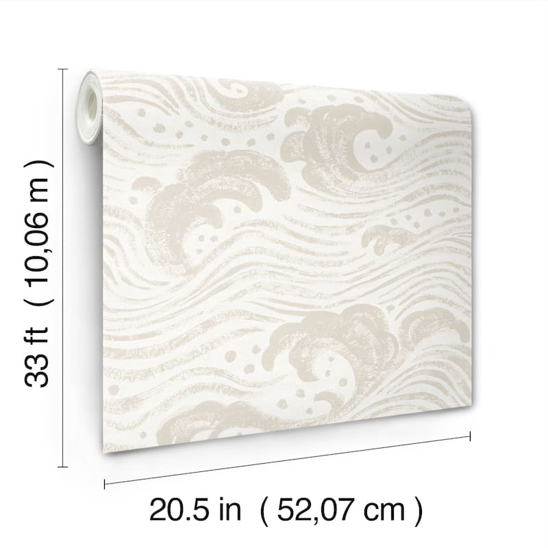 A-Street Prints Swell Beige Ocean Wave Wallpaper