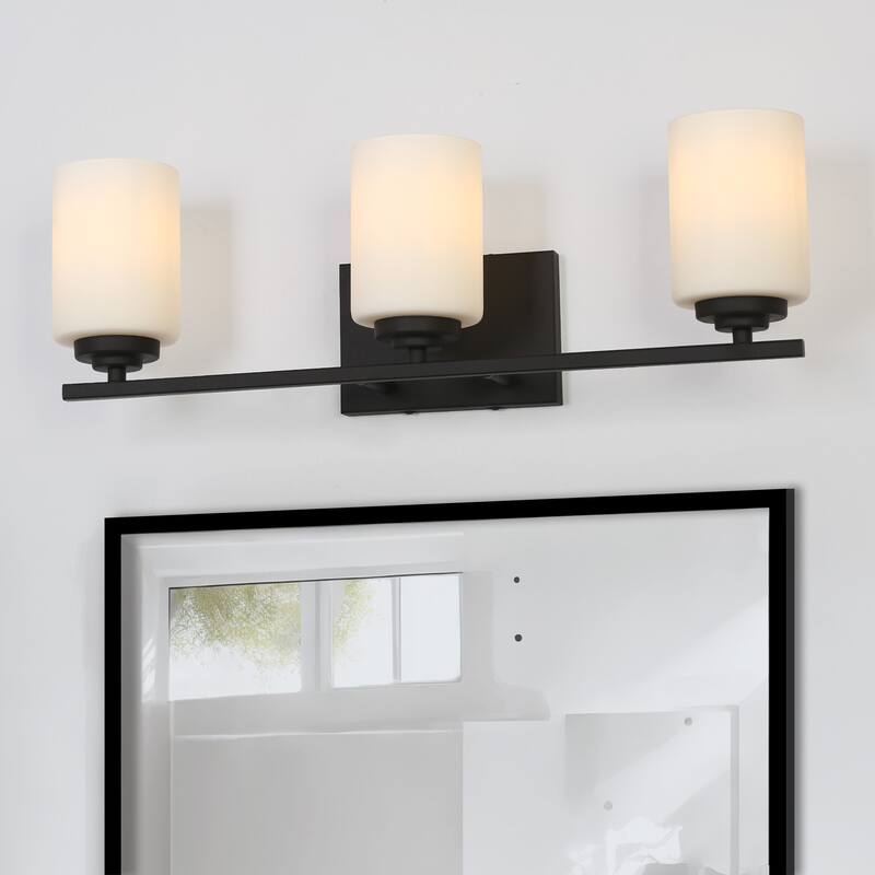 Modern Farmhouse 3-Light ORB Bathroom Vanity Light White Frosted Glass Wall Sconce - L 23" x W 6" x H 7.5"
