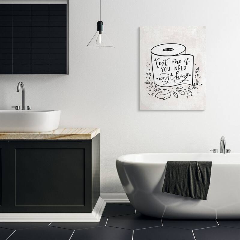 Stupell Bathroom Humor Text Me if You Need Toilet Paper Canvas Wall Art Design By Loni Harris