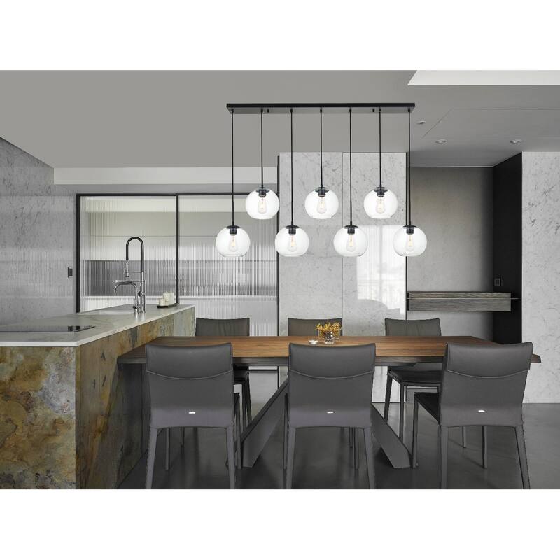 Elegant Lighting Baxter 7 Light 54" Linear Pendant with Clear Glass