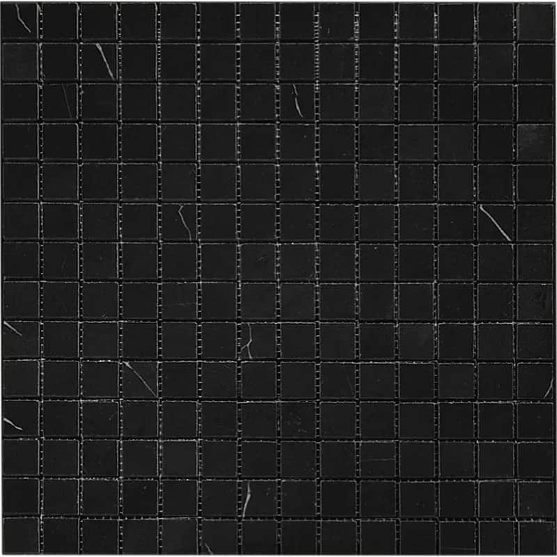 Apollo tile 12 x 12 Noir Luxe Polished Eastern Black Marble Tile (5 sq ft/case) - 5 Pack