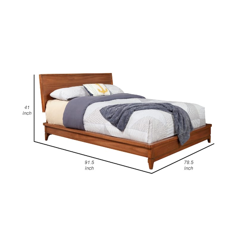 California King Platform Bed with Sleigh Panel Headboard, Brown