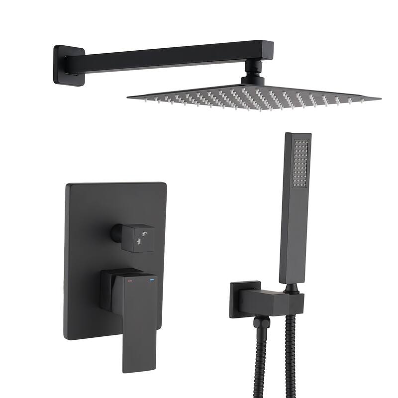 Proox 10" Wall mount Rainfall Square ShowerHead Bathroom Dual-way out Shower Handheld faucet - 10