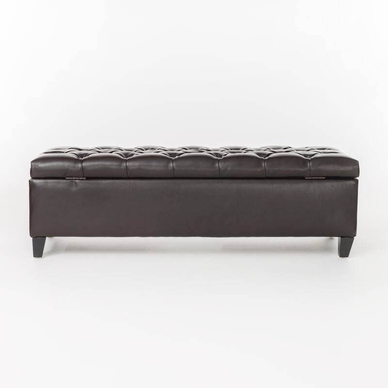 51.00" Faux Leather Storage Bench with Wood Legs