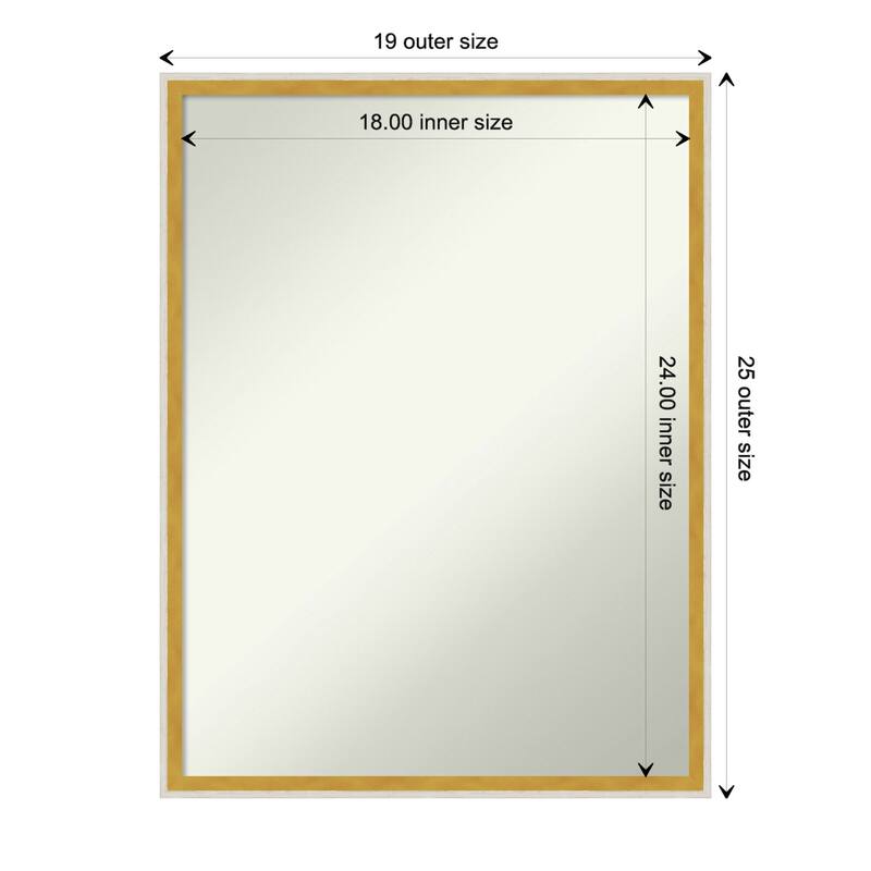 Paige Non-Beveled Wood Framed Bathroom Vanity Wall Mirror - Paige White Gold - Glass Size 18x24