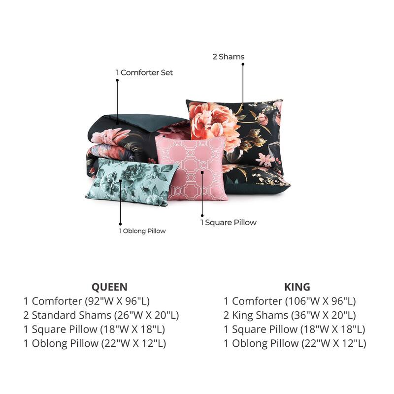 Bebejan Botanical Birds 100% Cotton Sateen 5 Piece Reversible Comforter Set