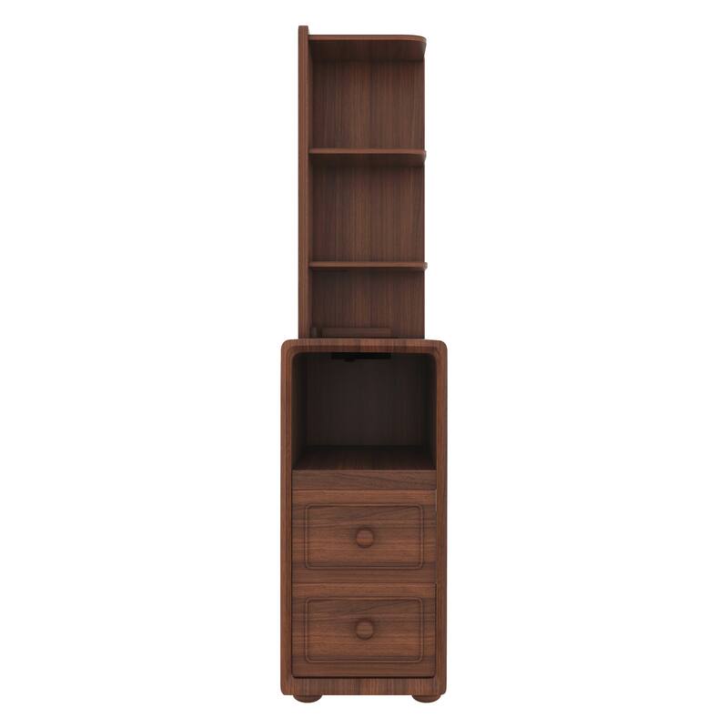 End Table with Drawers, Corner Table with Open Shelves, Tall Side Table for Bedroom and Corner(Expect Arrival Date 2025/4/16)