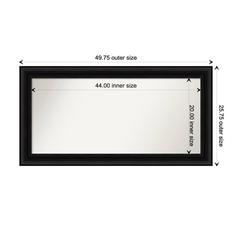 Parlor Black Framed Non-Beveled Custom Wall Mirror, Bathroom Vanity Mirror - Outer Size: 49.75 x 25.75