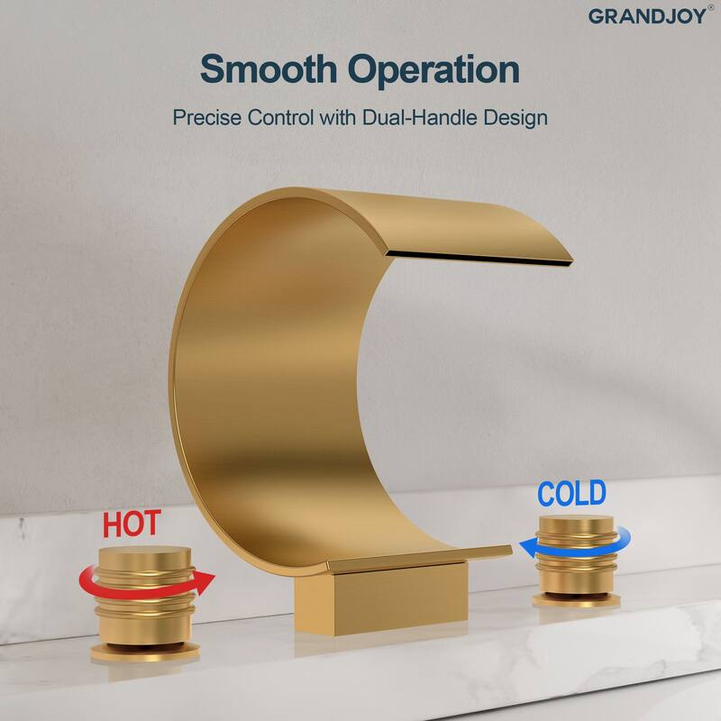 GRANDJOY High Arc Waterfall Widespread Bathroom Sink Faucet