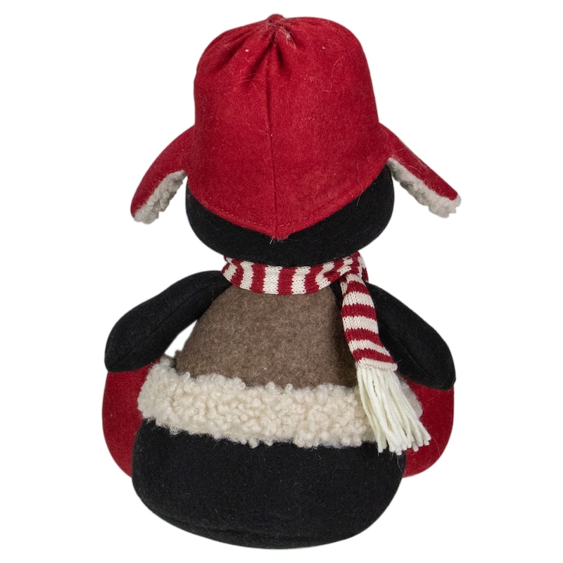 12" Red White Gray Sitting Winter Penguin Christmas Tabletop Decor