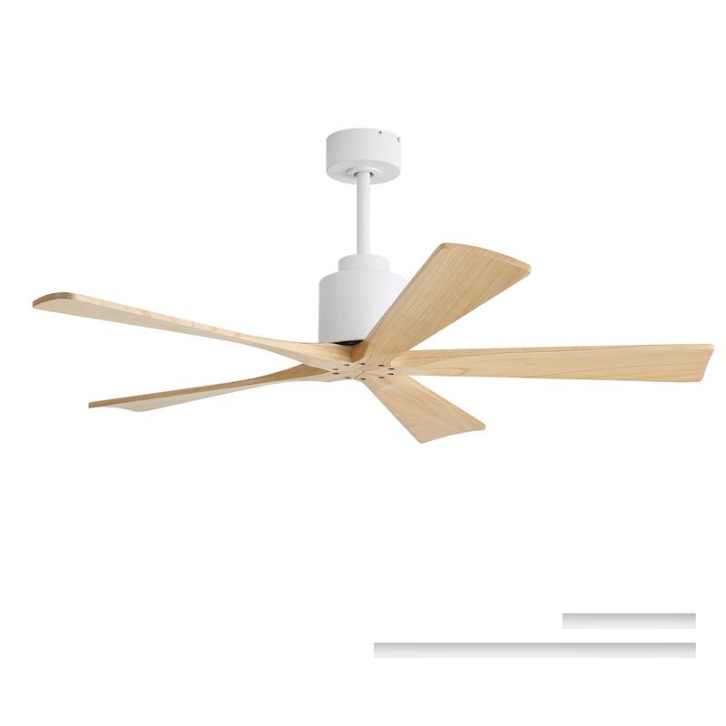 52-inch Matte Black Ceiling Fan without Light, Walnut Wood Blades, Remote Control, Reversible DC Motor