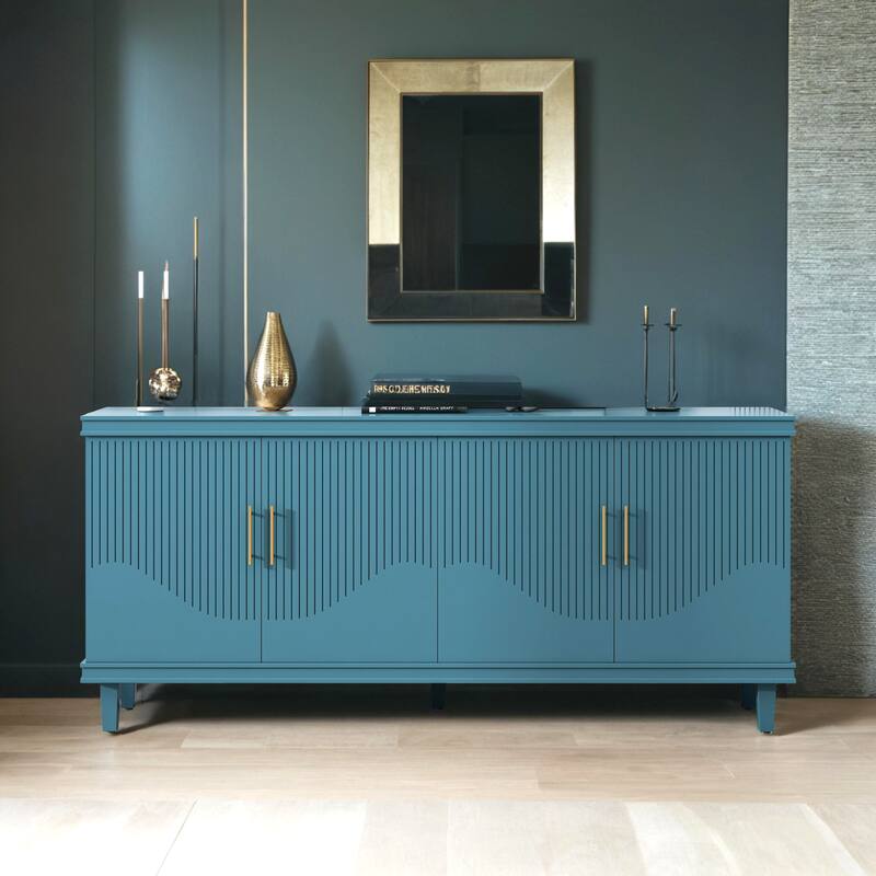70.07''Large 4-Door Cabinet, Modern Storage Cabinet Sideboard with Adjustable Shelves, Wood Accent Cabinet Buffet Cabinet