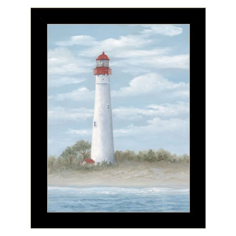 TrendyDecor4U Coastal "Cape May Light" Framed Print Wall Art - Black